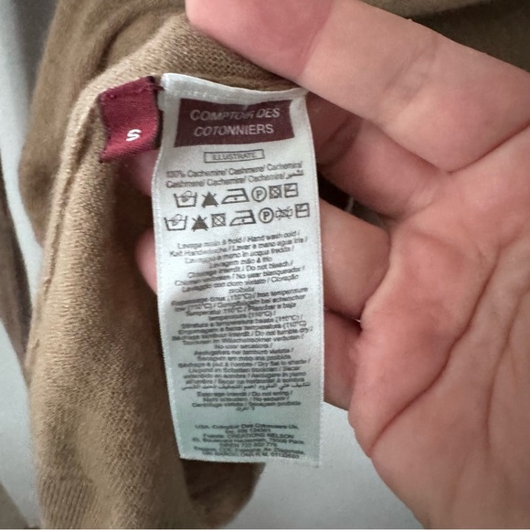 Comptoir Des Cotonniers flawed 100% cashmere sweater tan Size Small - Picture 6 of 11